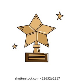Ilustración vectorial de la copa ganadora en estilo doodle para su diseño