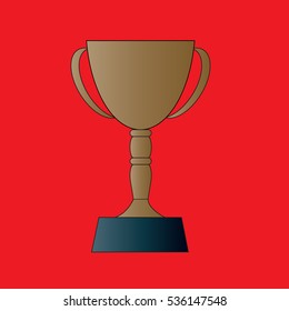 Vector illustration of winner cup on red background