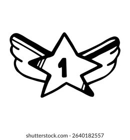 Vector illustration of winner emblem in doodle style.