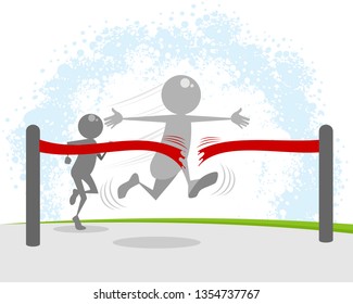 Vector illustration of the winner at the finish