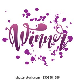 Vector illustration of Winner with the inscription for packing product. Calligraphy background.