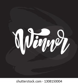 Vector illustration of Winner with the inscription for packing product. Calligraphy background.