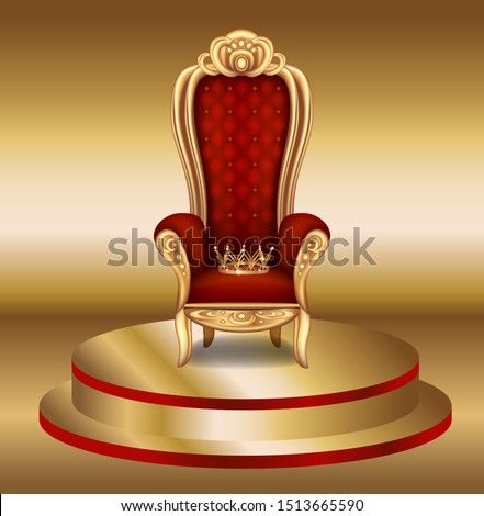 Vector illustration of the winner of the lottery, the main prize to your long-awaited holiday to win the competition to qualify for the throne on a pedestal gold color