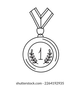 Vector illustration of winner medal in doodle style for your design