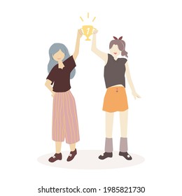 vector illustration. The winner. winning a comprtition. The Champion. best score winner prize
