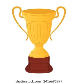 Vector illustration of winners trophy icon isolated on white background. Golden trophy as symbol of victory in sports event. Illustration for poster, icon, card, logo, banner or sticker
