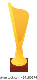 Vector illustration of winners trophy icon isolated on white background. Golden trophy as symbol of victory in sports event. Illustration for poster, icon, card, logo, banner or sticker