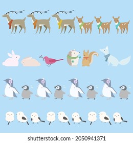 Vector illustration of winter animals