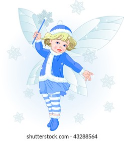 Vector illustration of a Winter baby fairy