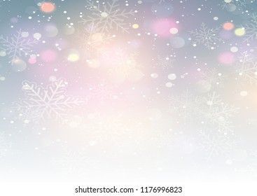 Vector illustration  winter background with beautiful various snowflakes