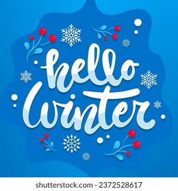 Vector illustration winter background. Pastel colors with winter colors, text and lattering. Vector eps 10