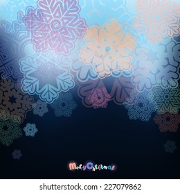 Vector Illustration of a winter background with snowflakes. Christmas and New Year greeting card.