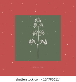 Vector illustration. Winter brunch and snowfall. Vector card. Cover design.