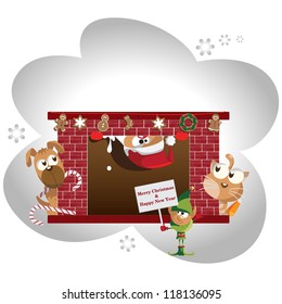 Vector illustration: Winter, Christmas, animal, seasonal greeting card graphic design elements (Part 11)