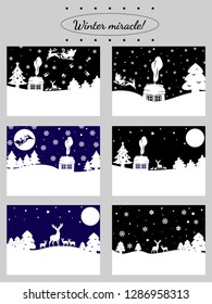 Vector illustration of winter christmas cards.