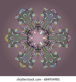 Vector illustration. Winter christmas snow flat crystal element. Snowflake vector icon colorful background color. Xmas frost snow flake isolated silhouette symbol. Weather illustration ice collection.