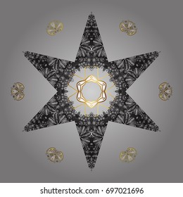 Vector illustration. Winter christmas snow flat crystal element. Snowflake vector icon gray background color. Xmas frost snow flake isolated silhouette symbol. Weather illustration ice collection.