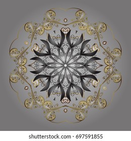 Vector illustration. Winter christmas snow flat crystal element. Weather illustration ice collection. Snowflake vector icon gray background color. Xmas frost snow flake isolated silhouette symbol.