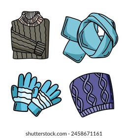 vector illustration of winter clothes