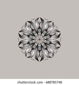 Vector illustration. Winter coloring pages for adult art therapy. Template for cover, poster, t-shirt or tattoo. Hand drawn antistress snowflake.