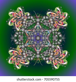 Vector illustration. Winter coloring pages for adult art therapy. Template for cover, poster, t-shirt or tattoo. Hand drawn antistress snowflake.