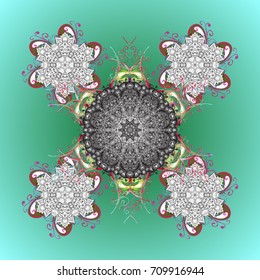 Vector illustration. Winter coloring pages for adult art therapy. Template for cover, poster, t-shirt or tattoo. Hand drawn antistress snowflake.