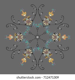 Vector illustration. Winter coloring pages for adult art therapy. Template for cover, poster, t-shirt or tattoo. Hand drawn antistress snowflake.