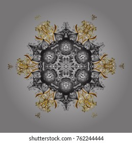 Vector illustration. Winter coloring pages for adult art therapy. Template for cover, poster, t-shirt or tattoo. Hand drawn antistress snowflake.