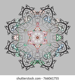 Vector illustration. Winter coloring pages for adult art therapy. Template for cover, poster, t-shirt or tattoo. Hand drawn antistress snowflake.