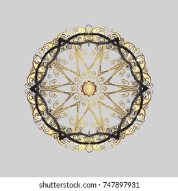 Vector illustration. Winter concept. Winter pattern made of snowflake on gray, beige and brown colors. Flat lay.