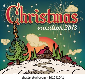 Vector illustration of a winter countryside