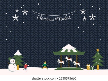 Vector illustration of winter day. 