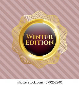 Vector illustration of Winter Edition gold shiny emblem
