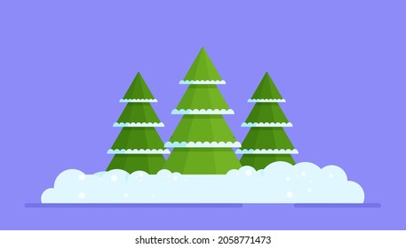 Vector illustration of winter forest. Beautiful winter forest landscape. 