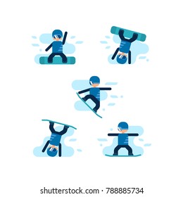 Vector illustration of winter games. Athletes doing different kinds of sports. Winter sports icons isolated on white background