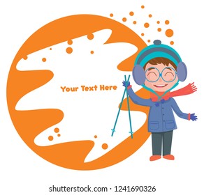 Vector illustration of winter happy boy 