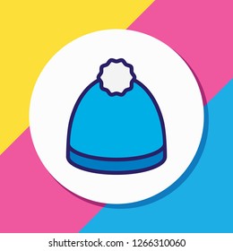 Vector illustration of winter hat icon colored line. Beautiful clothes element also can be used as beanie icon element.