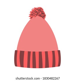 Vector illustration. Winter hat isolated icon on white background. Flat illustration.