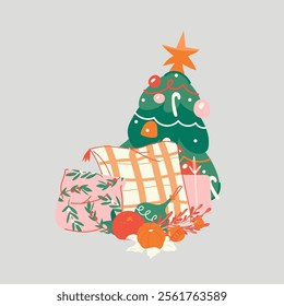 Vector illustration of winter holiday decor. Perfect for holiday projects, greeting cards, and seasonal decorations to any creative work