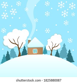 Vector illustration Winter holiday. Template, magazine, background, business, idea, mocap, banner, postcard, scrapbook holiday snow  winter theme.