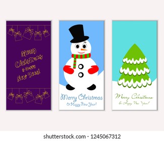 Vector illustration of winter holidays greeting cards