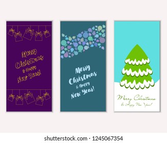 Vector illustration of winter holidays greeting cards