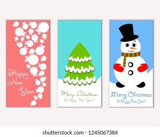 Vector illustration of winter holidays greeting cards