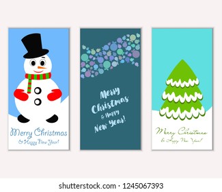 Vector illustration of winter holidays greeting cards