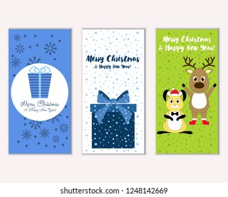Vector illustration of winter holidays greeting cards
