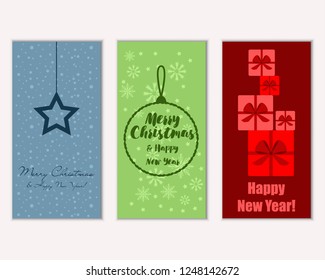 Vector illustration of winter holidays greeting cards
