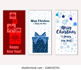 Vector illustration of winter holidays greeting cards