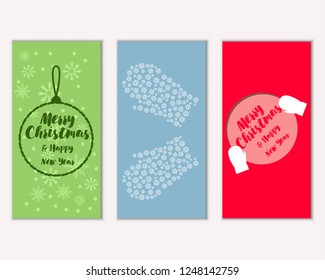 Vector illustration of winter holidays greeting cards