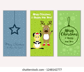 Vector illustration of winter holidays greeting cards