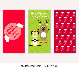 Vector illustration of winter holidays greeting cards